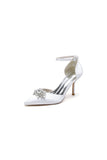 White Pointed Toe with Rhinestone Flower