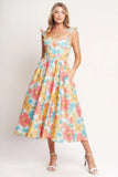 SOFT SUNSHINE FLORAL MIDI DRESS