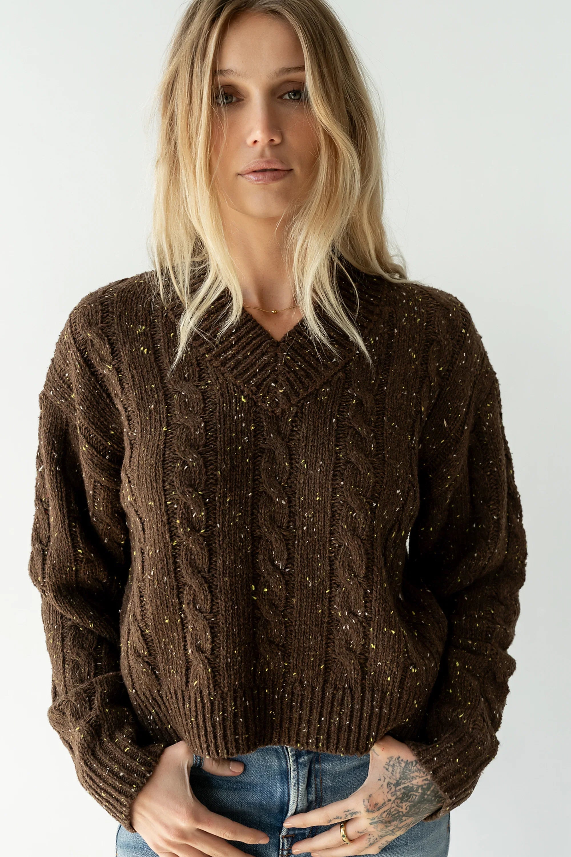 Maxine Speckled Sweater in Brown
