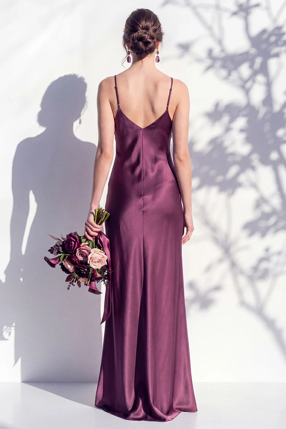Satin Spaghetti Straps Sheath Sage Bridesmaid Dress