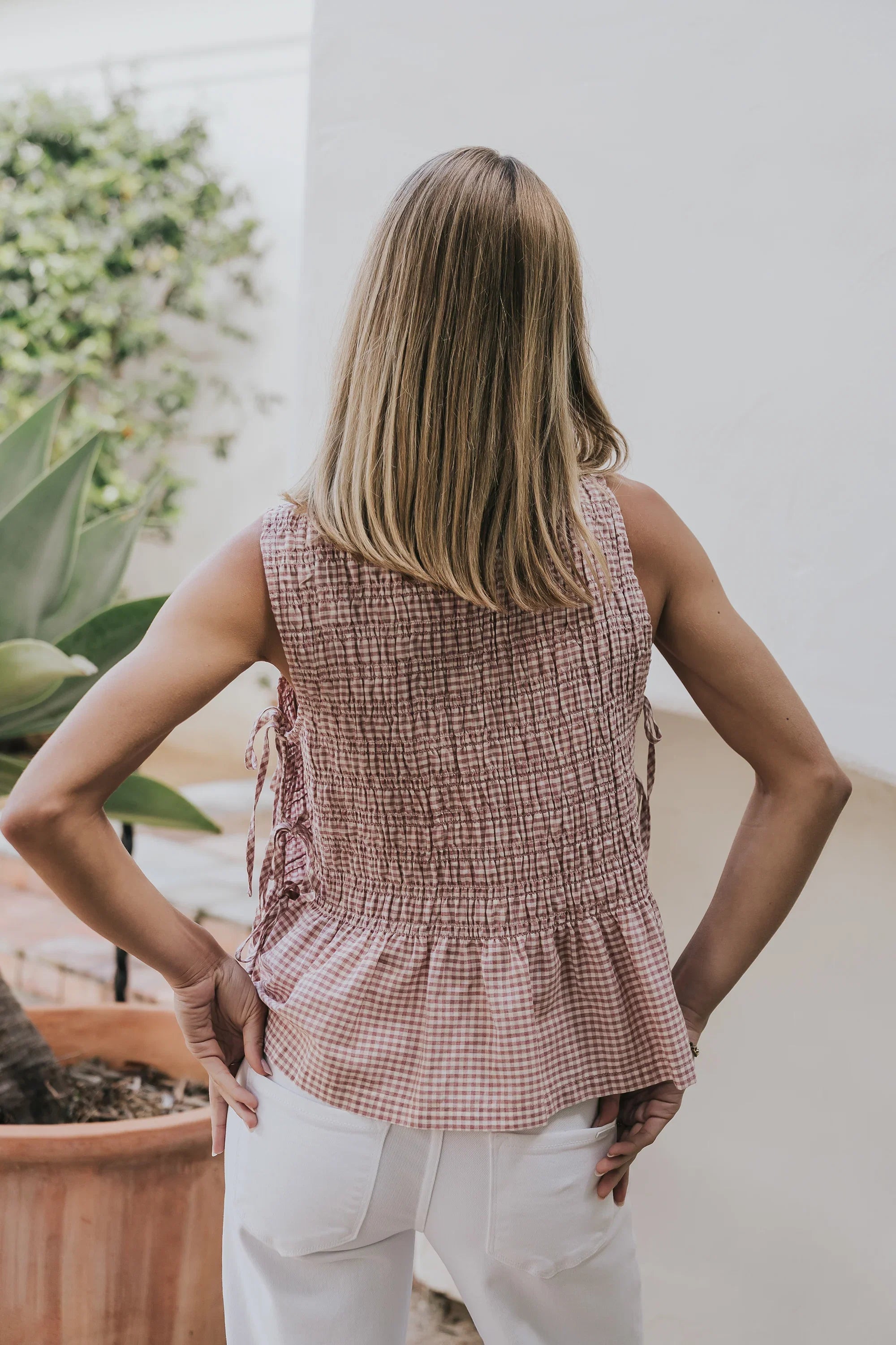 Jeremy Smocked Blouse in Berry