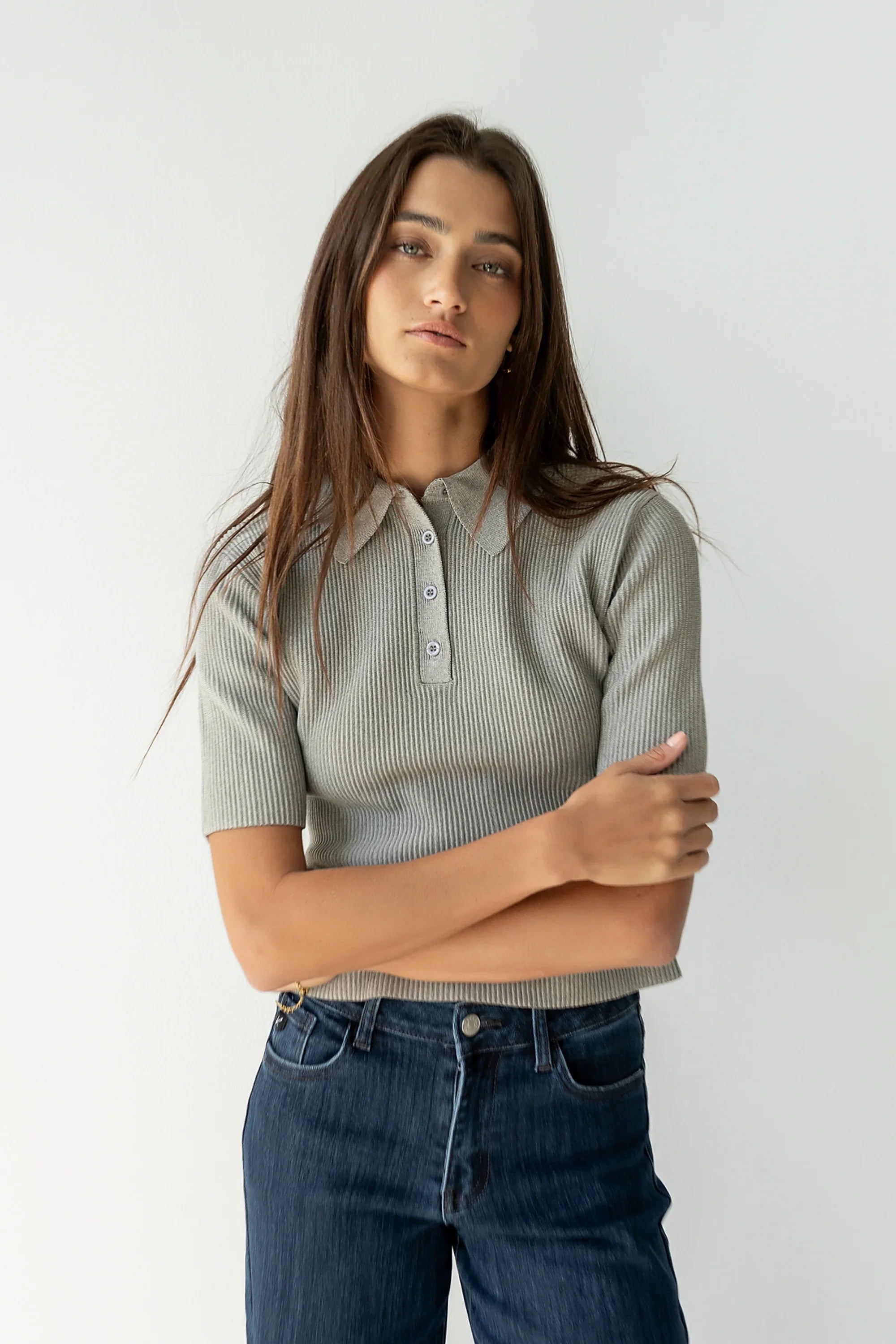 Cami Ribbed Sweater in Grey