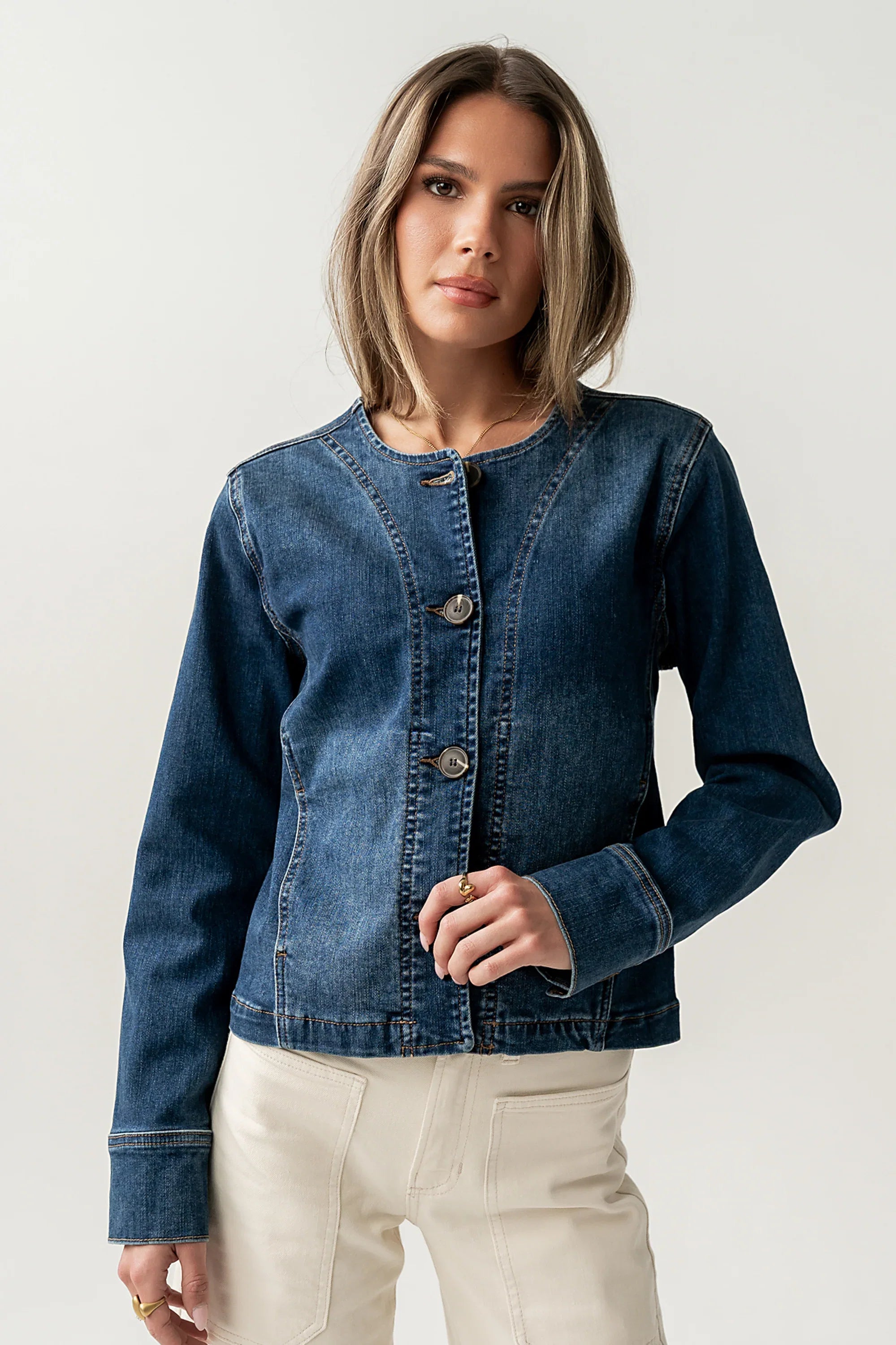 Cozette Barrel Jacket in Dark Wash