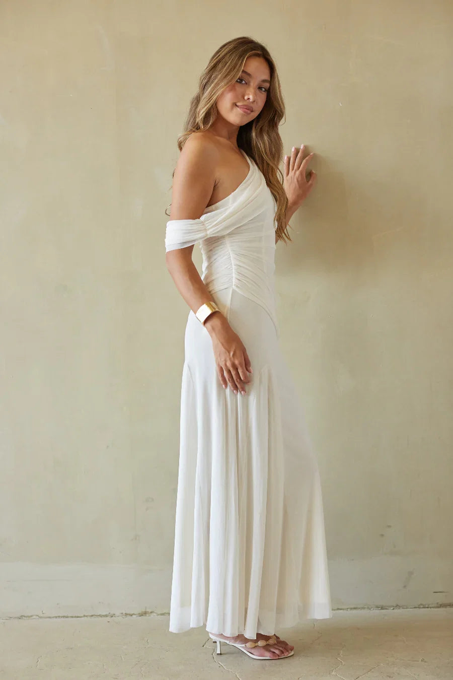 Ellasandra Mesh Draped Maxi Dress