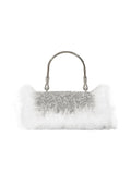 Womens Furry Rhionestones Evening Clutch Bags