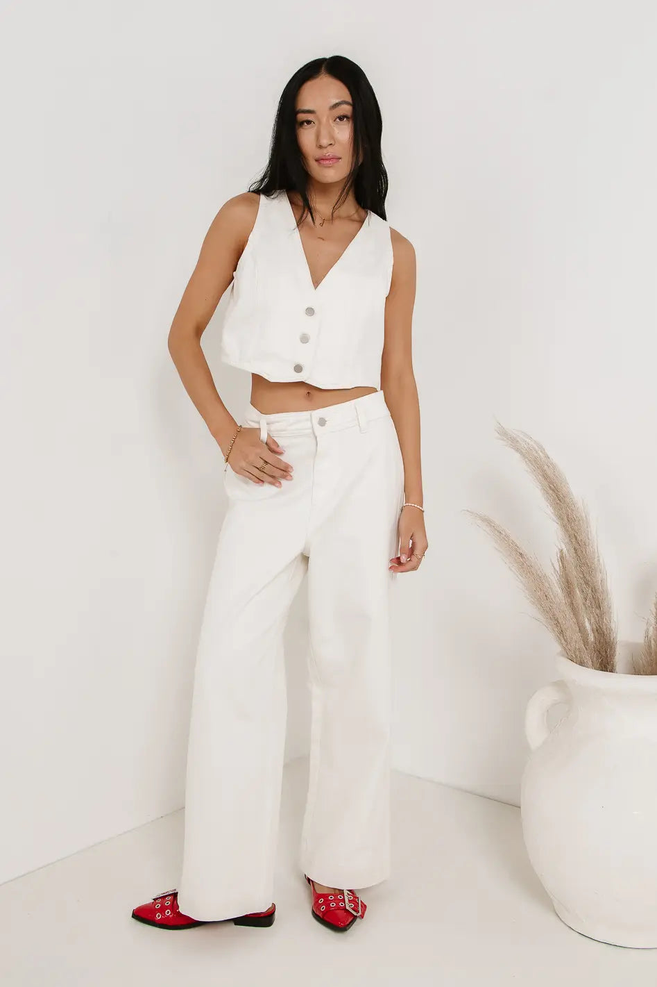 Georgia Wide Leg Jeans in Cream FINAL SALE