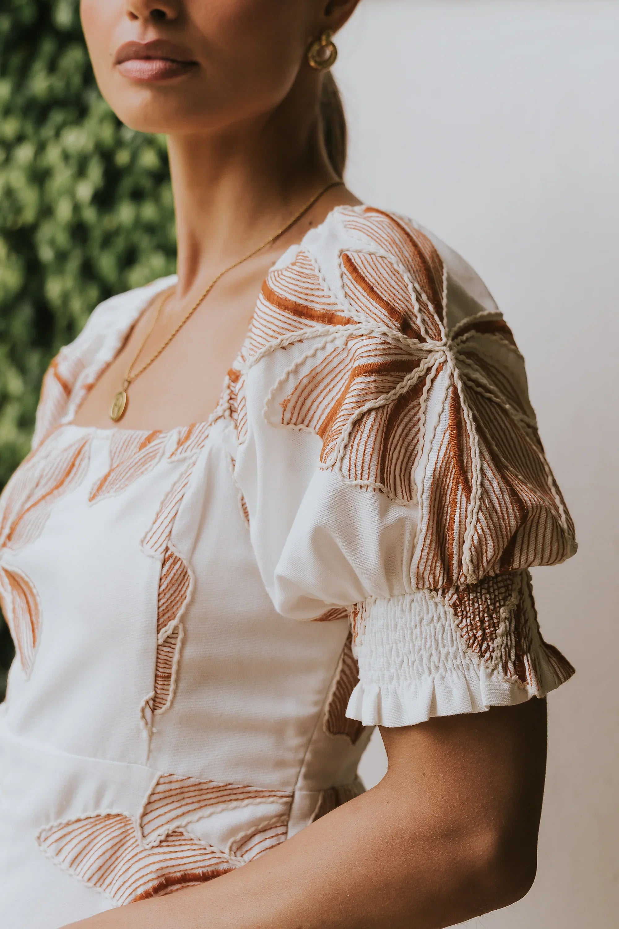 Mitsy Embroidered Floral Romper in Ivory