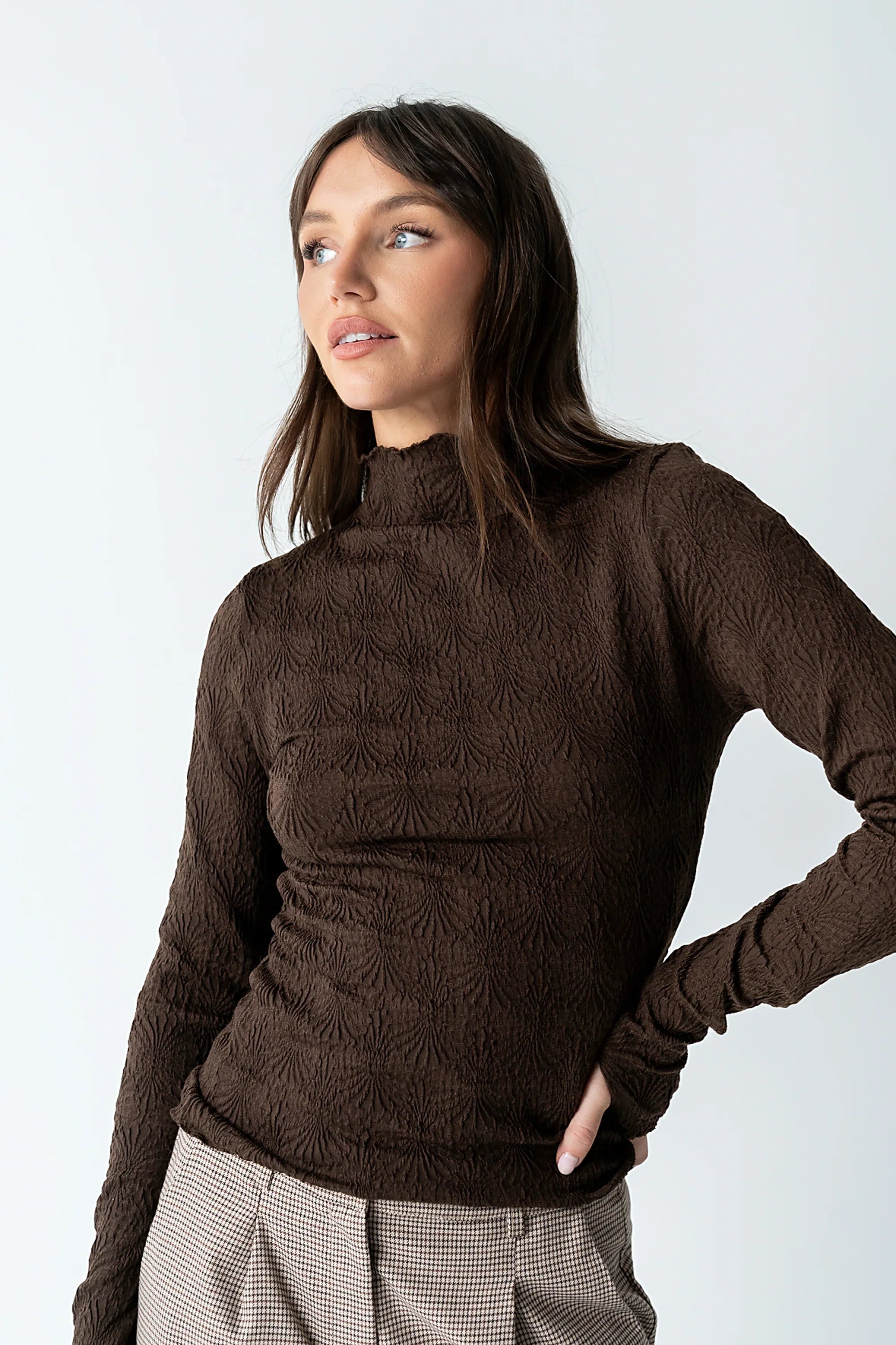 Benny Textured Top in Brown