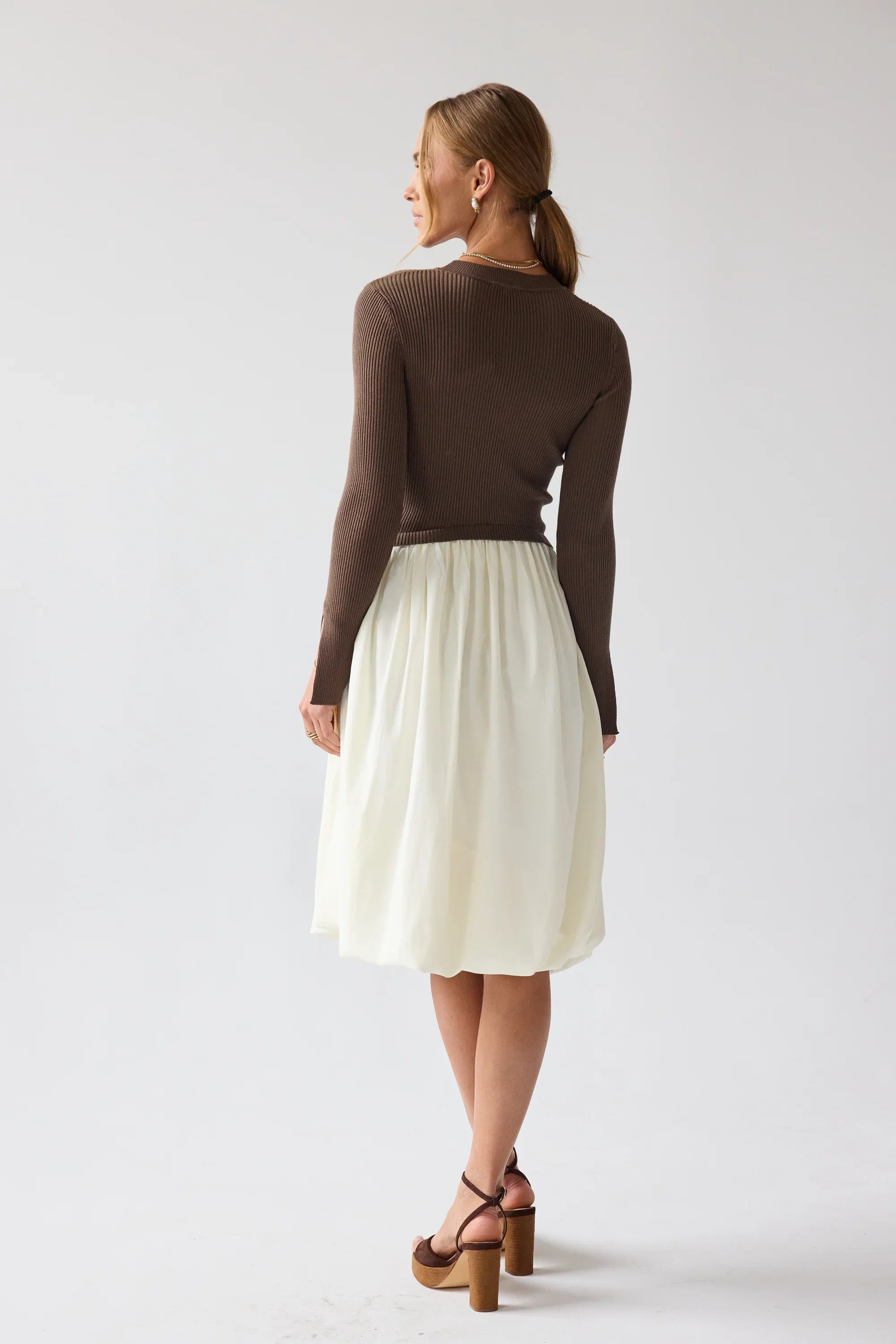 Kaison Mixed Media Midi Dress FINAL SALE