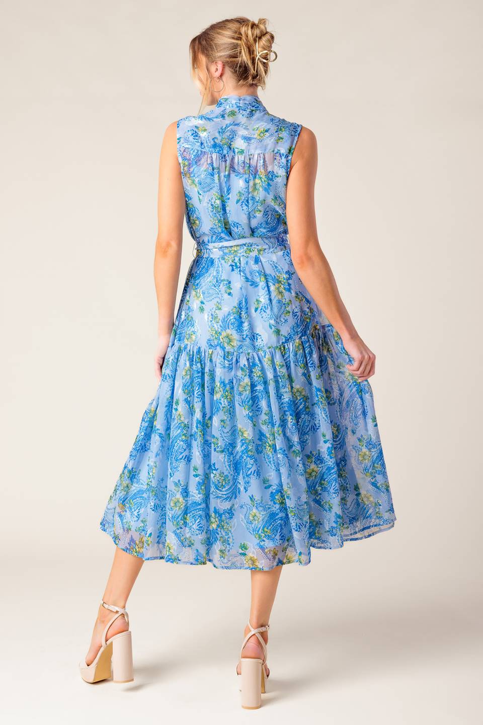 EVER AFTER BOW TIE MIDI DRESS POWDER BLUE