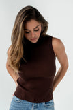 Rika Ribbed Top in Brown