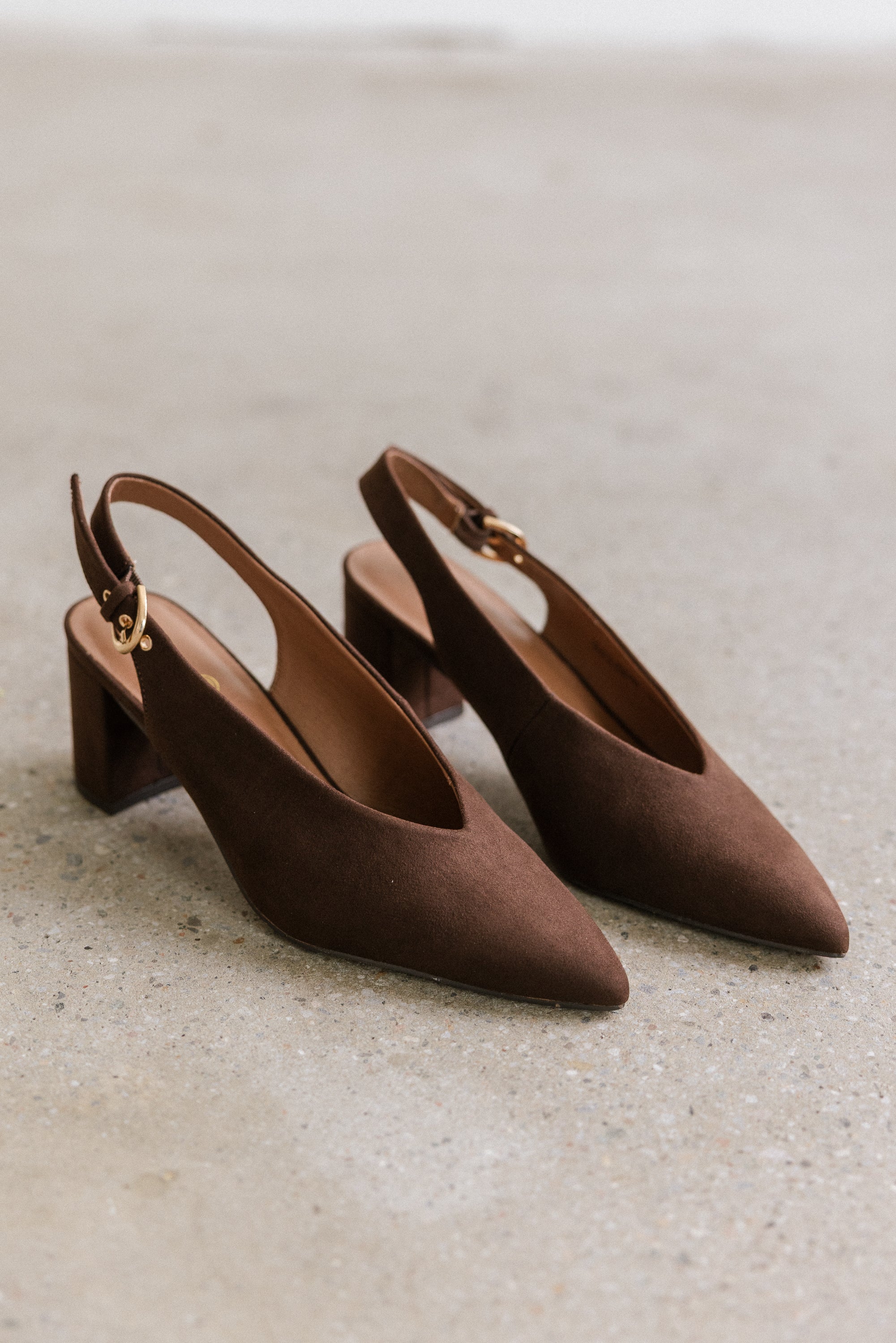 Candice Slingback Heels in Dark Brown