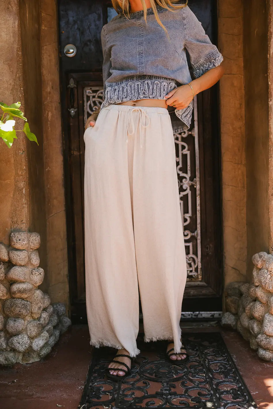 Tatum Woven Pants in Oatmeal FINAL SALE