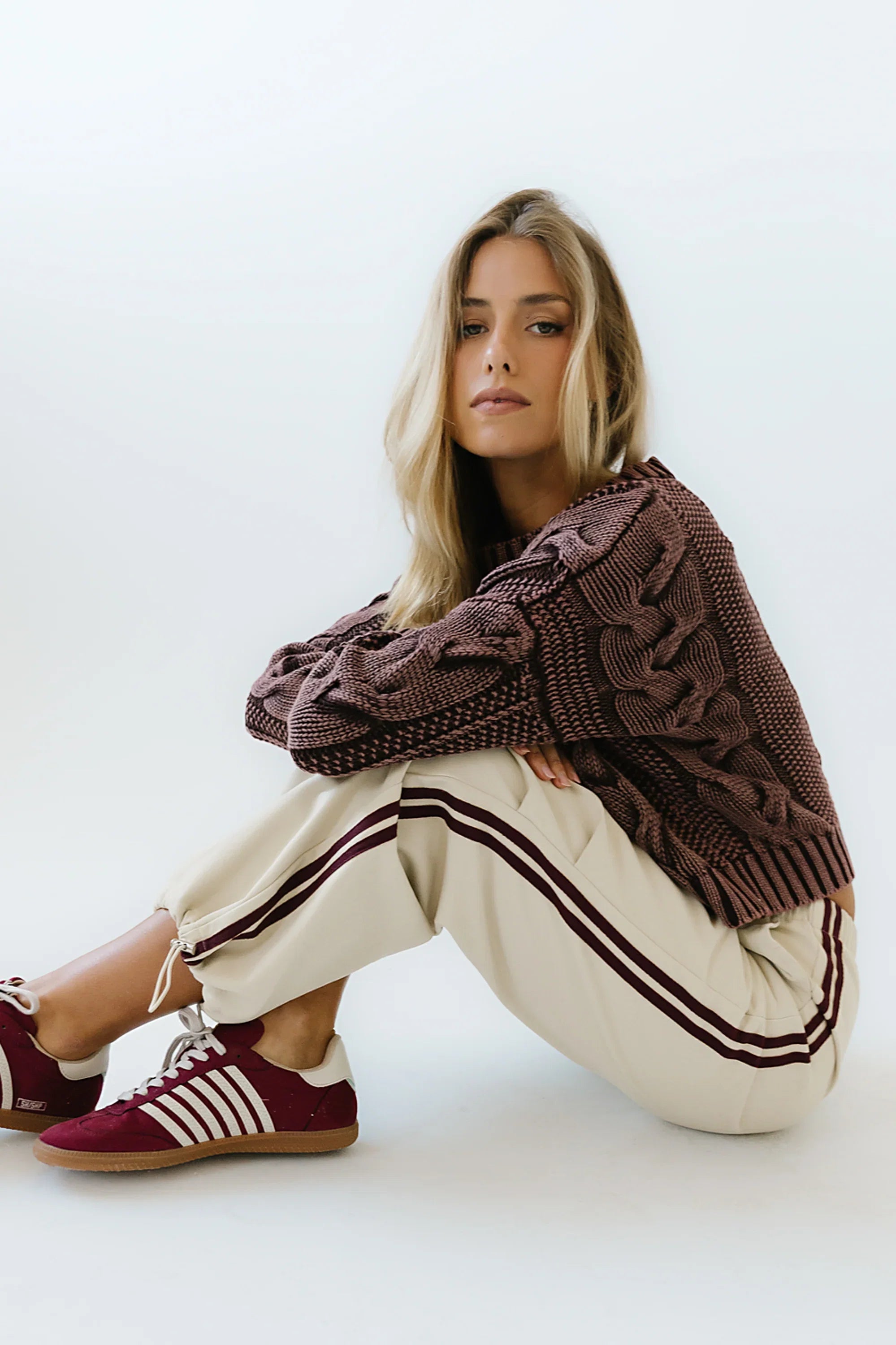 Franklin Striped Joggers in Cream