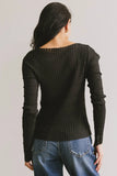Gemma Sheer Ribbed Top in Black FINAL SALE