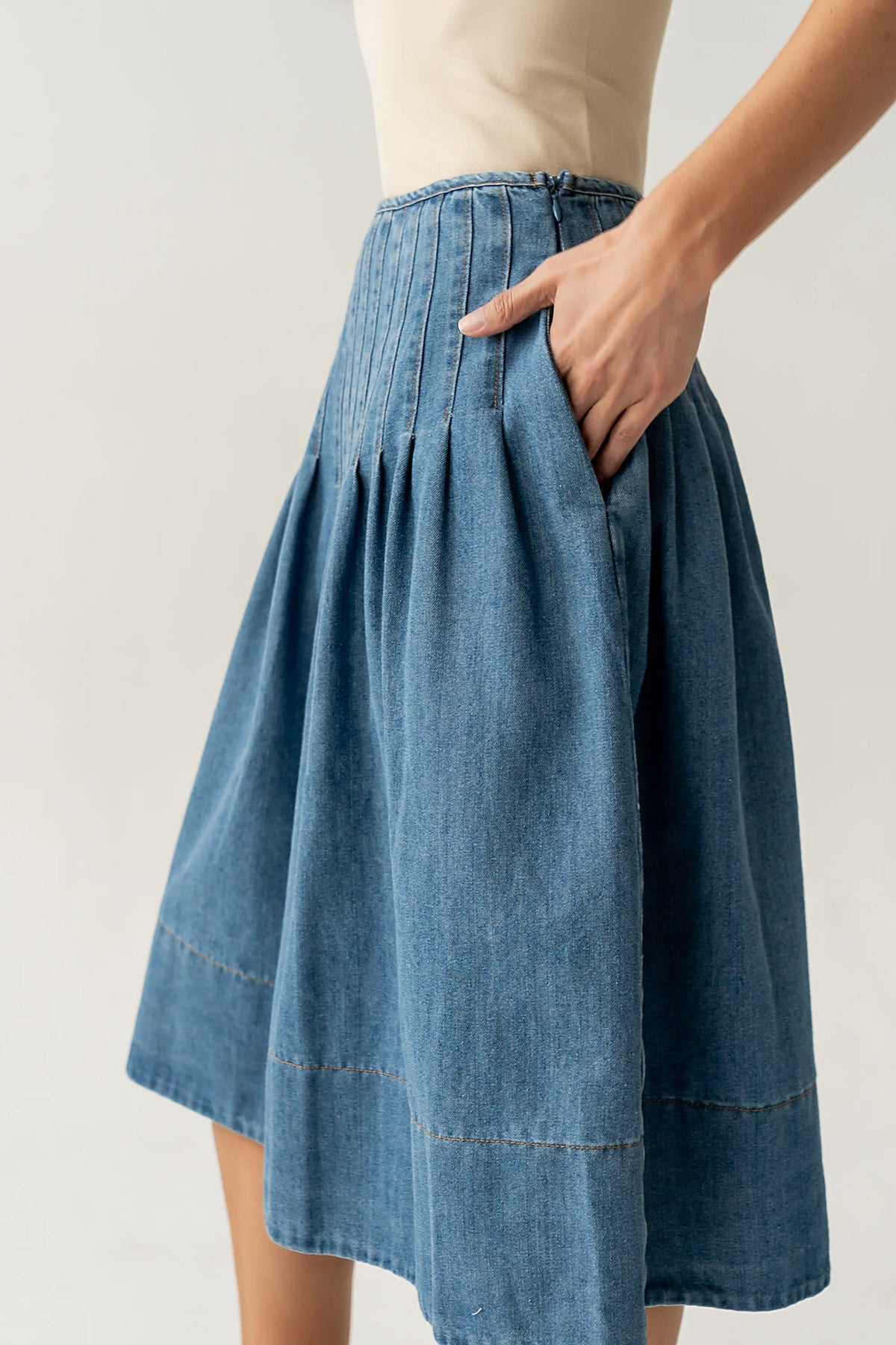 Sierra Pleated Midi Skirt