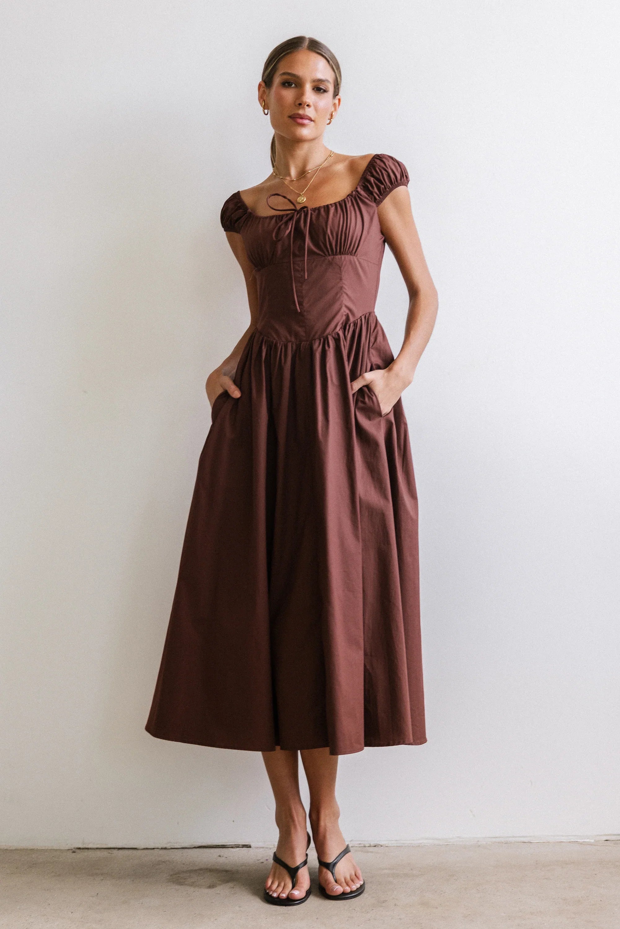 Patricia Midi Dress in Brown