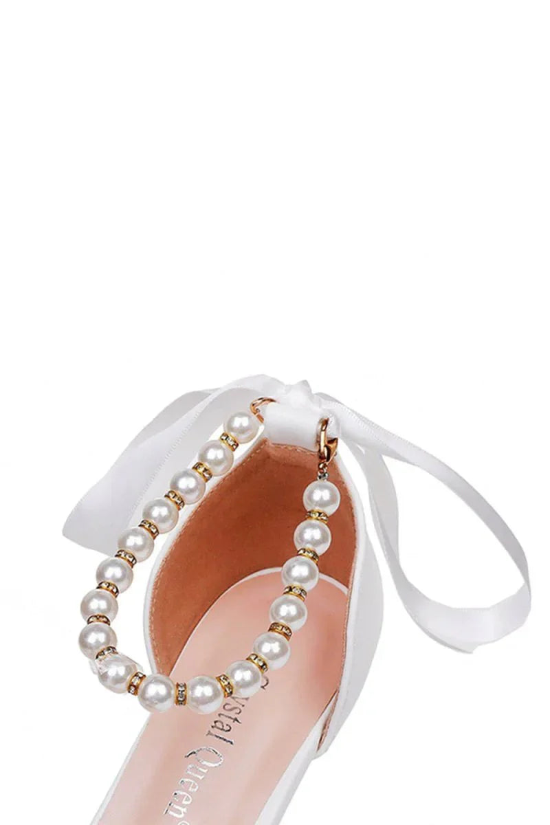 Pointed Toe Kitten Heels Ankle Strap Wedding Shoes