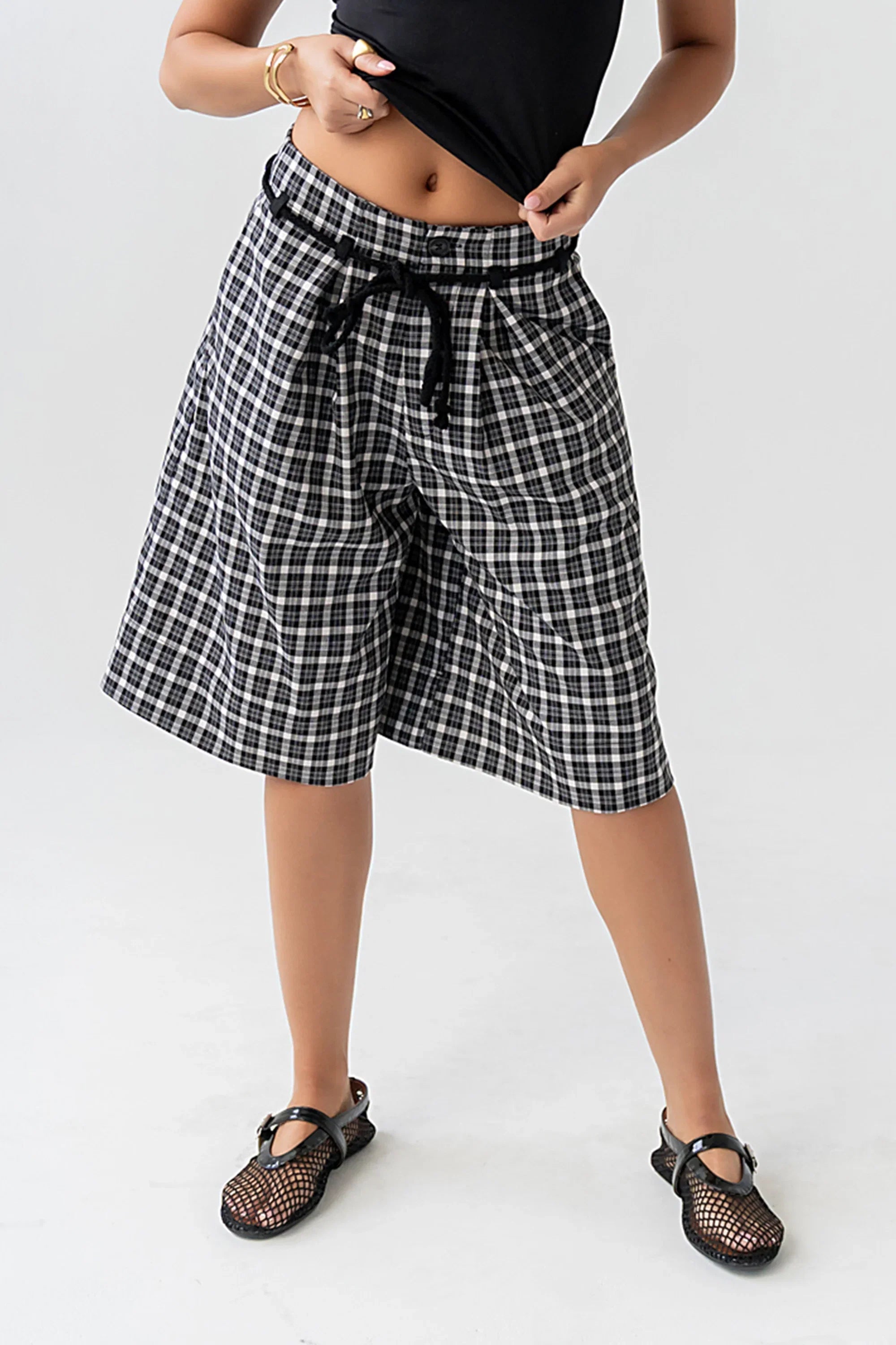 Wrenna Plaid Bermuda Shorts