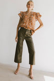 Rikki Printed Blouse in Camel FINAL SALE