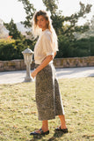 Lenny Leopard Denim Midi Skirt FINAL SALE