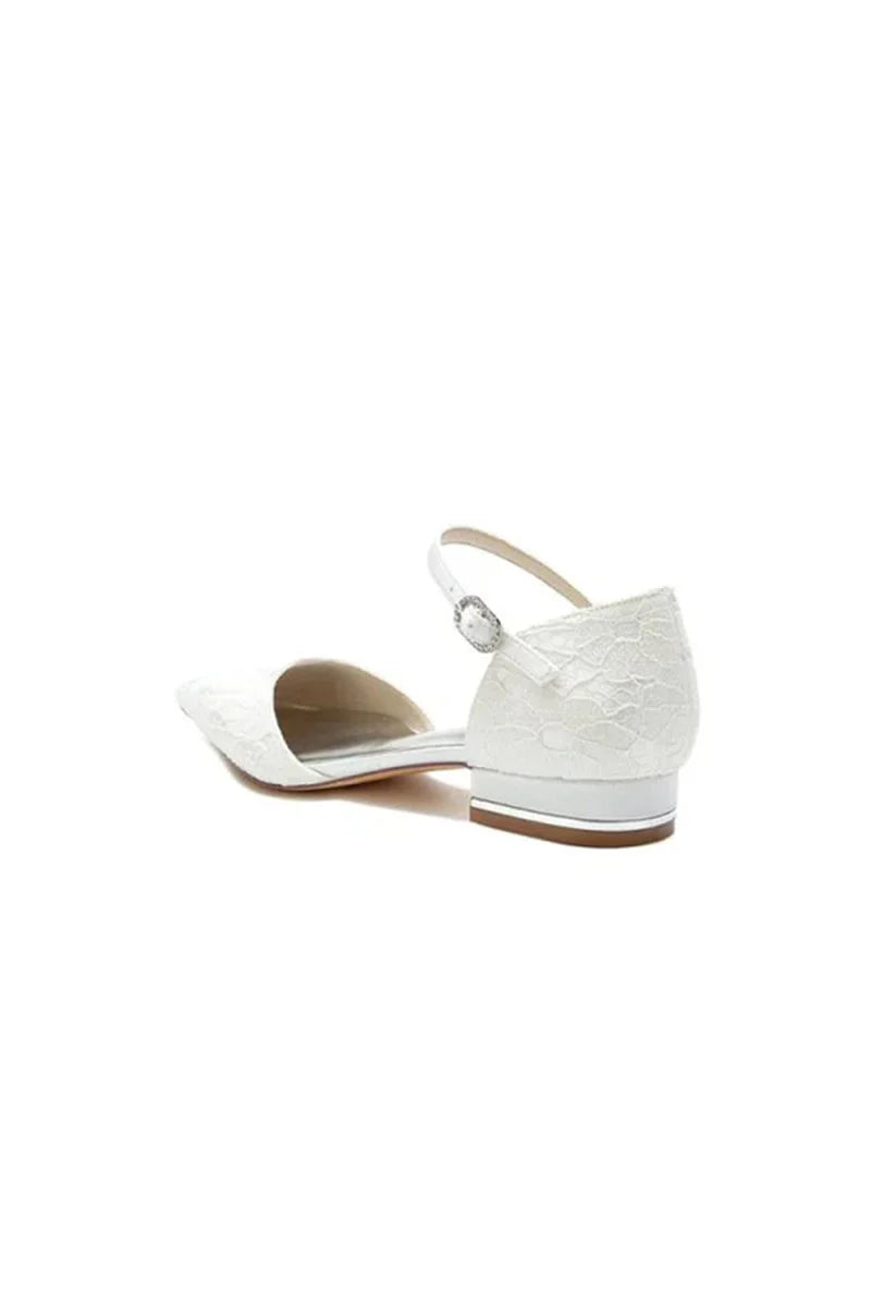 Lace One strap Buckle Pointed Toe Mules