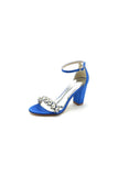 Open Toe Chunky Heels with Rhinestone