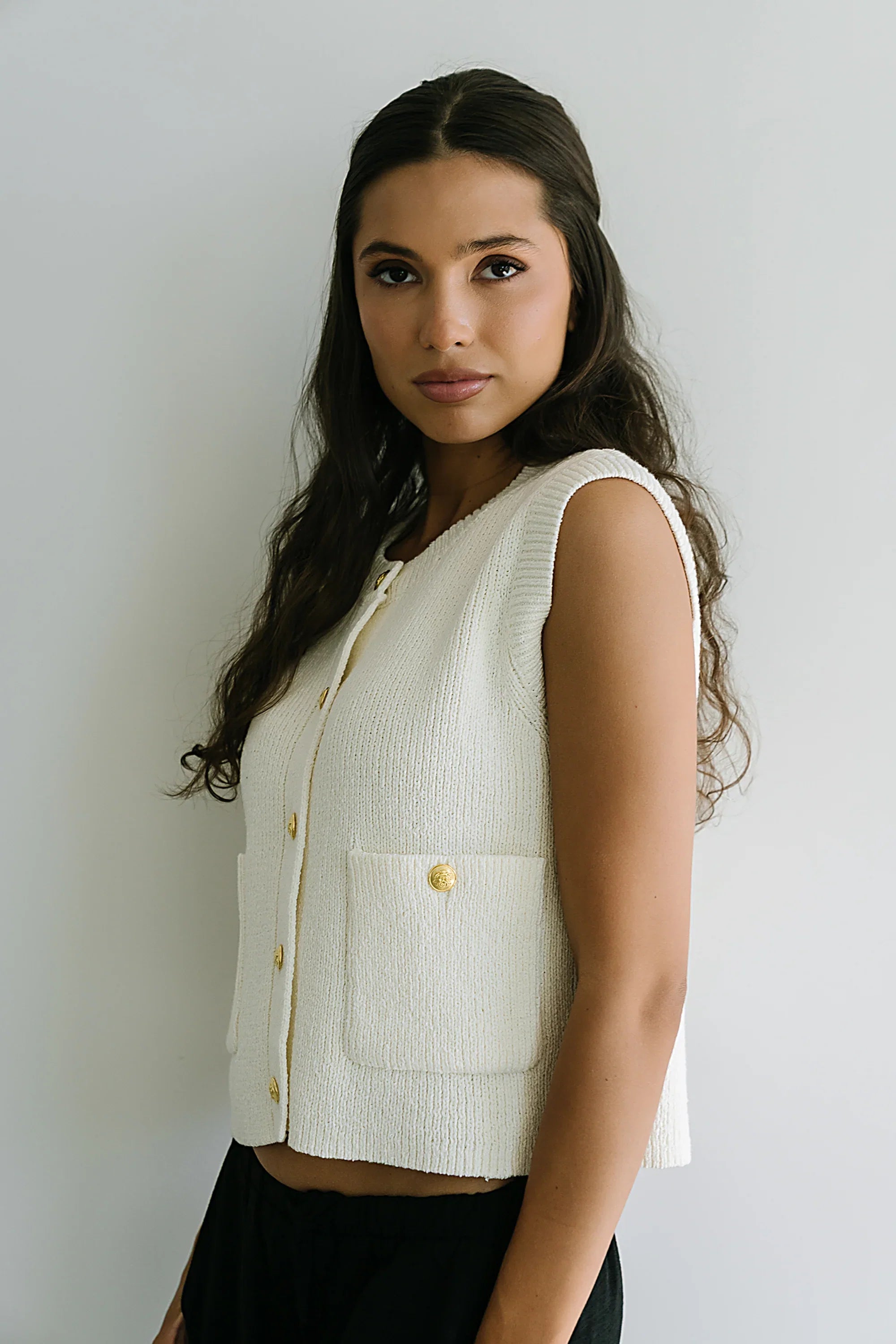 Brooks Knit Vest in Cream