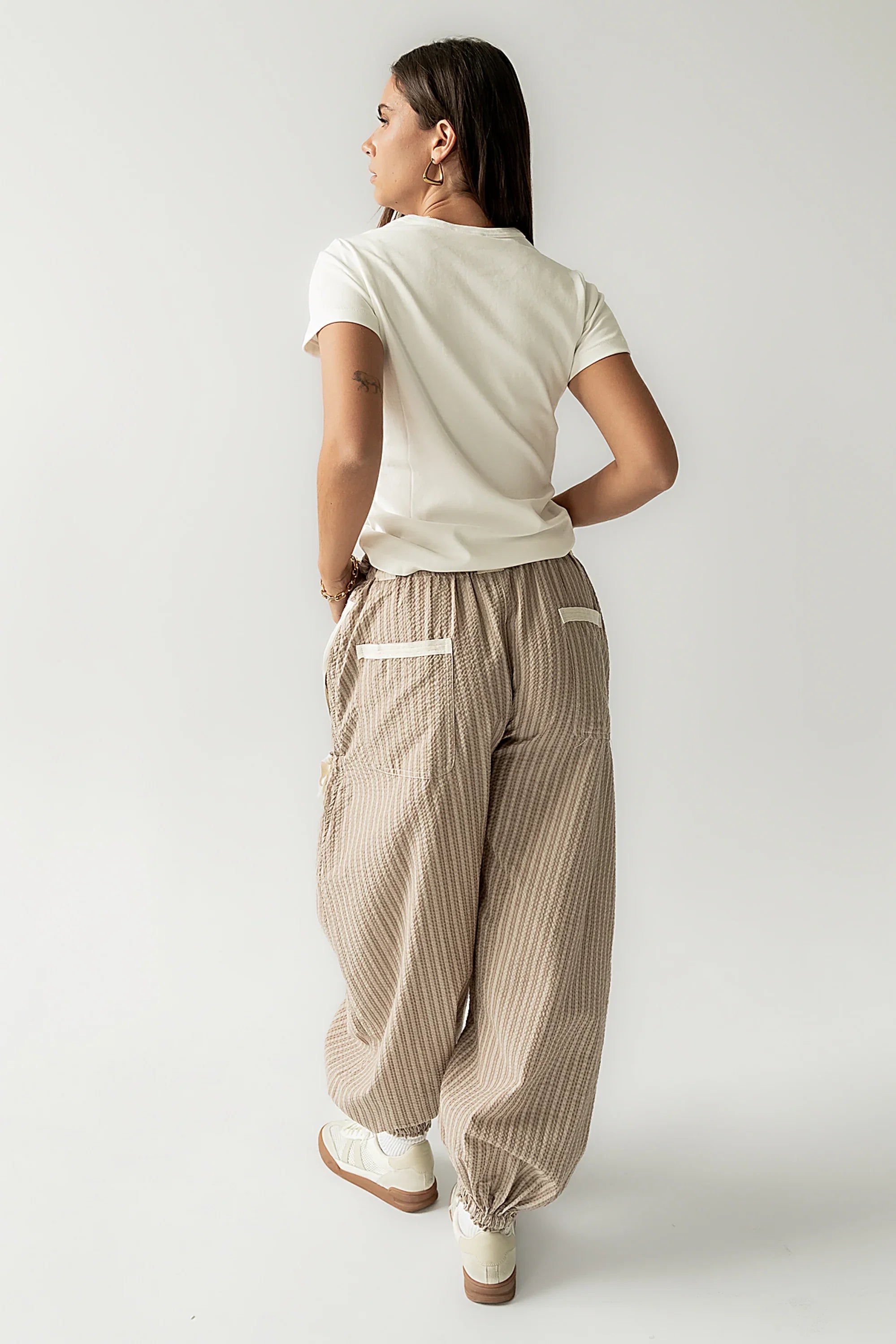 Emory Striped Baggy Pants in Mocha FINAL SALE