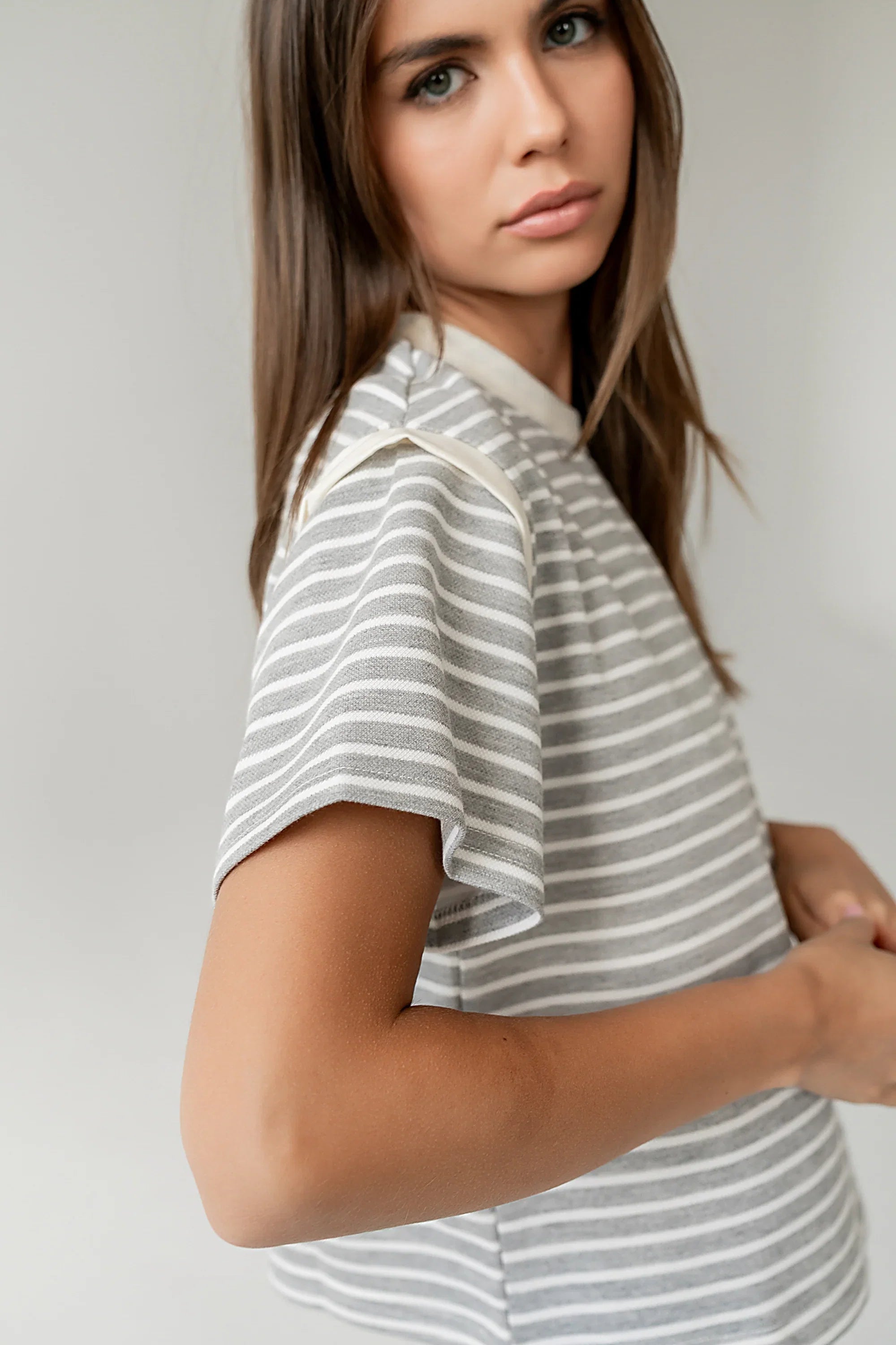 Ryker Striped T Shirt in Grey FINAL SALE