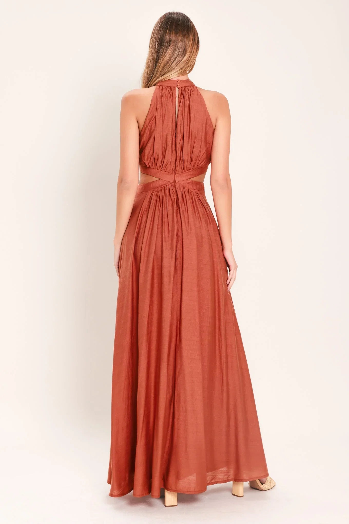 HALTER MAXI DRESS WITH SIDE CUT OUTS