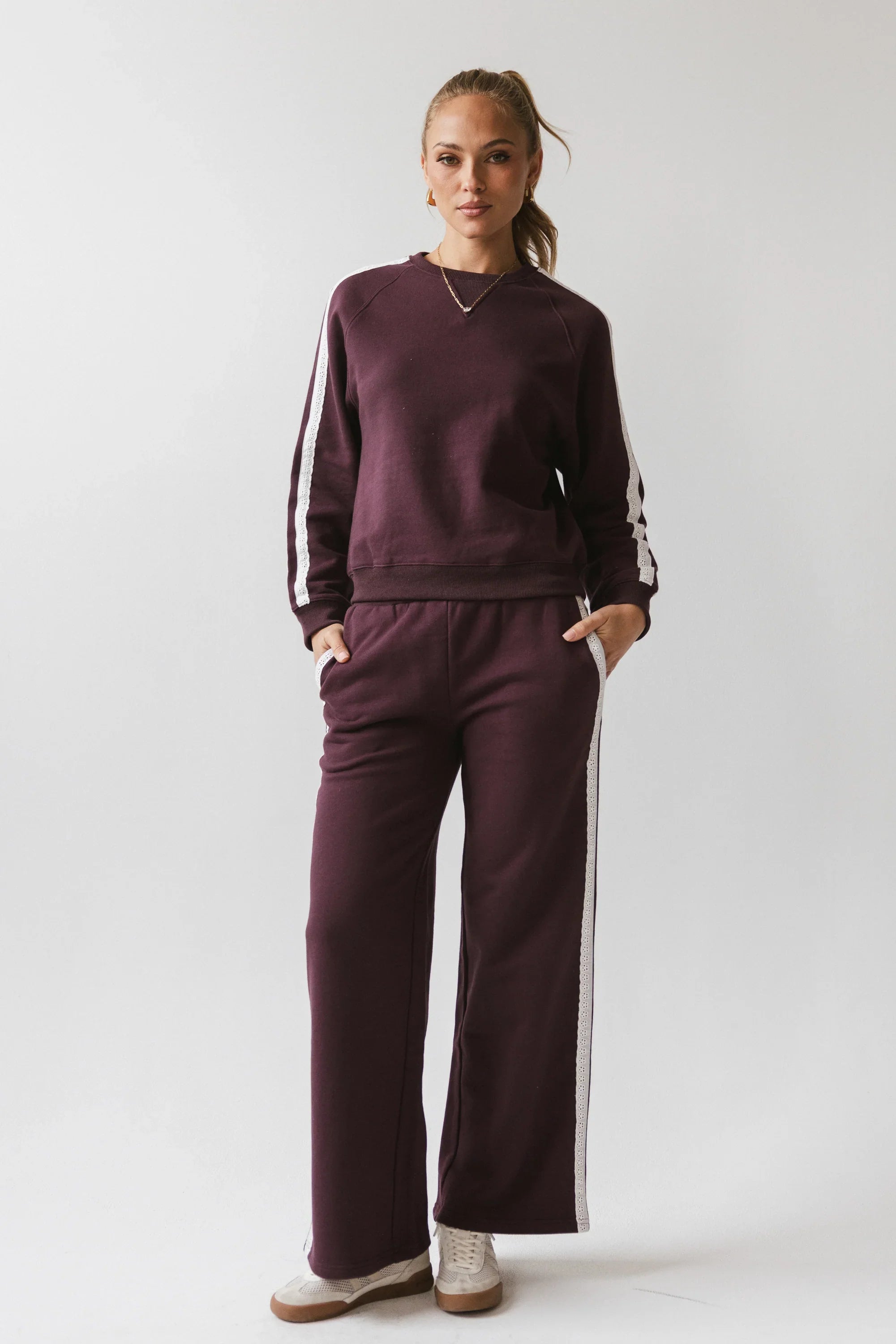 Mickey Wide Leg Jogger in Burgundy FINAL SALE