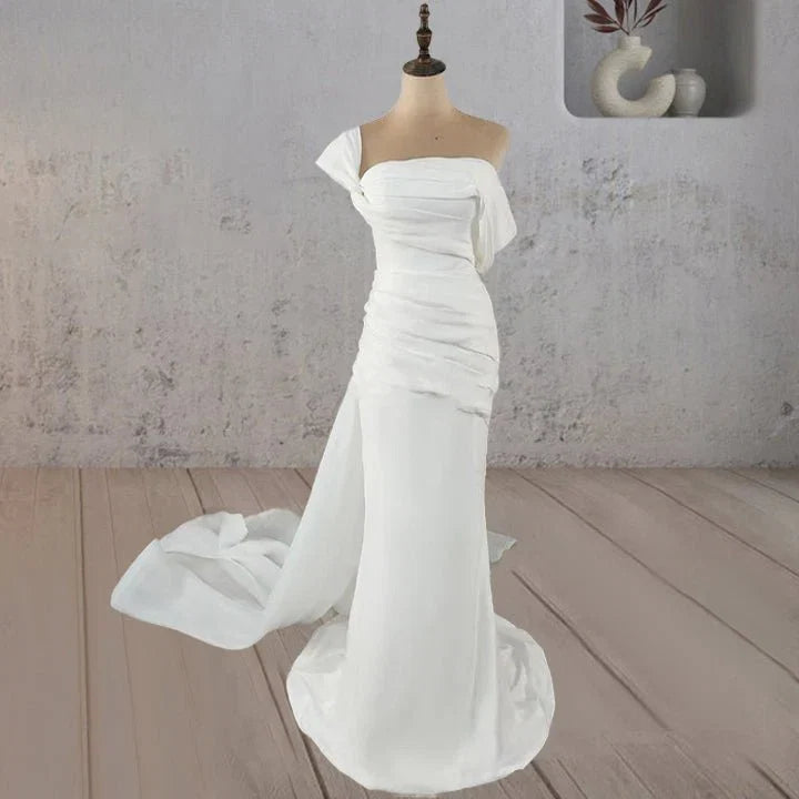 Mermaid Ruched Off Shoulder Beauty Wedding Dress with Train