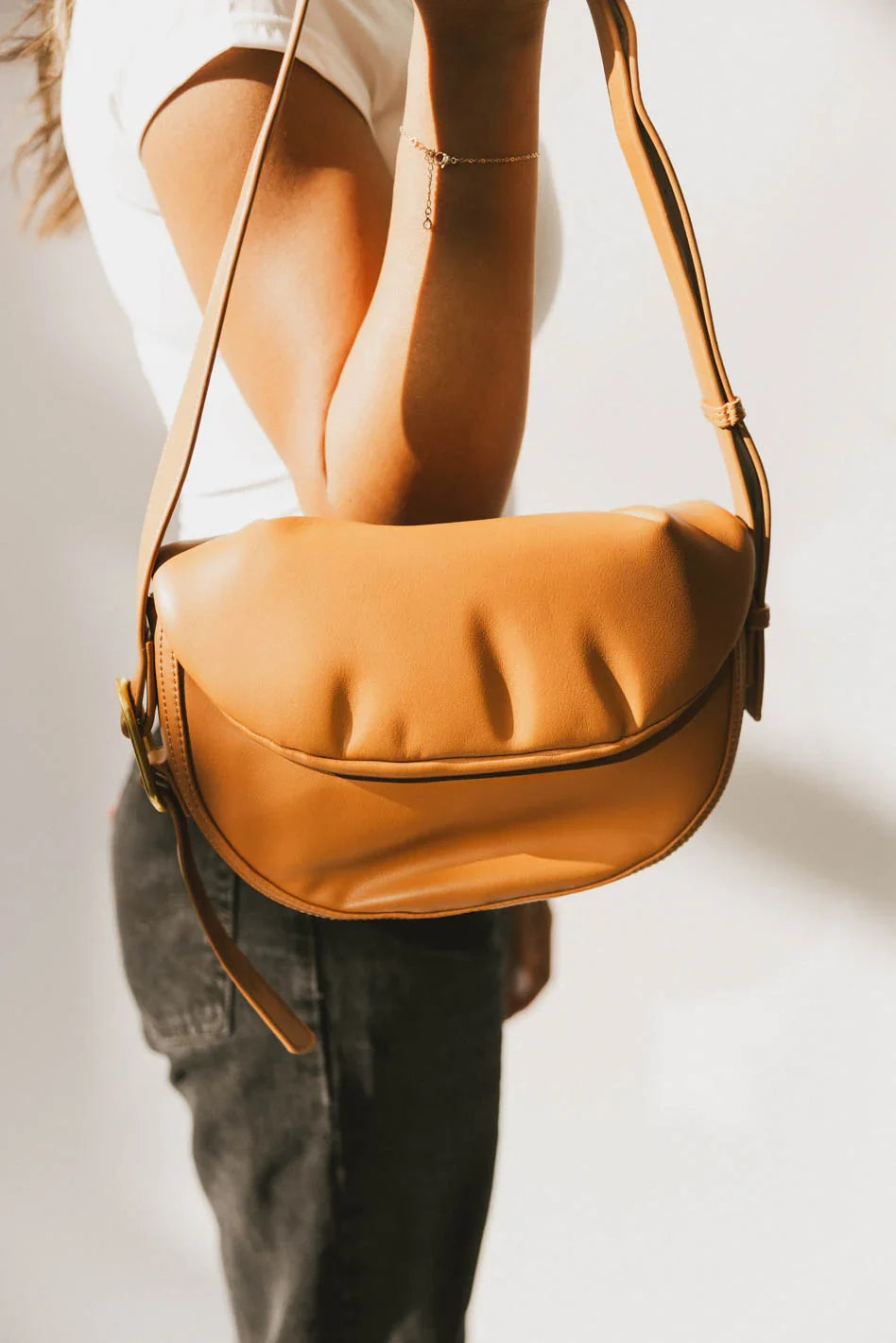 Rumble Vegan Leather Bag in Tan FINAL SALE