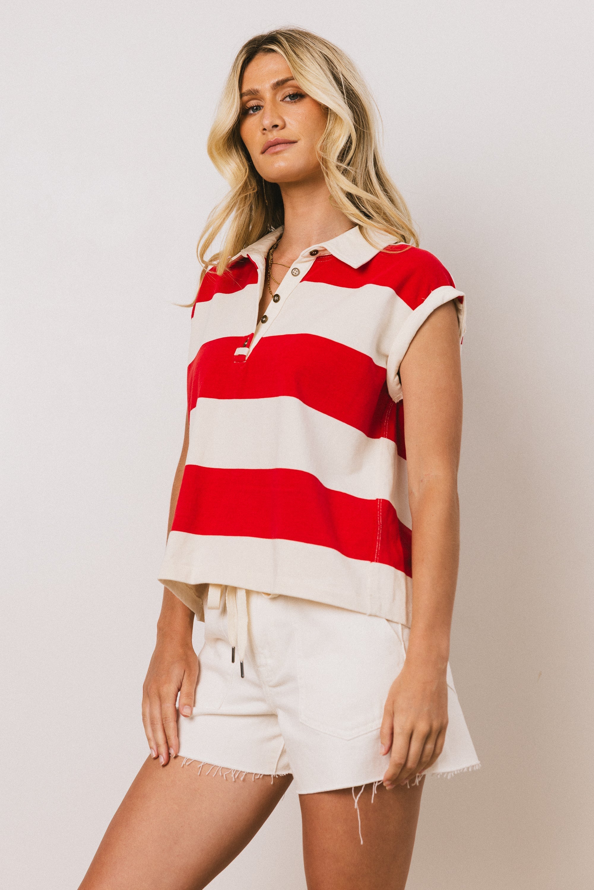Blake Striped Top in Red