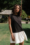Jozie Mixed Media Mini Dress in Black
