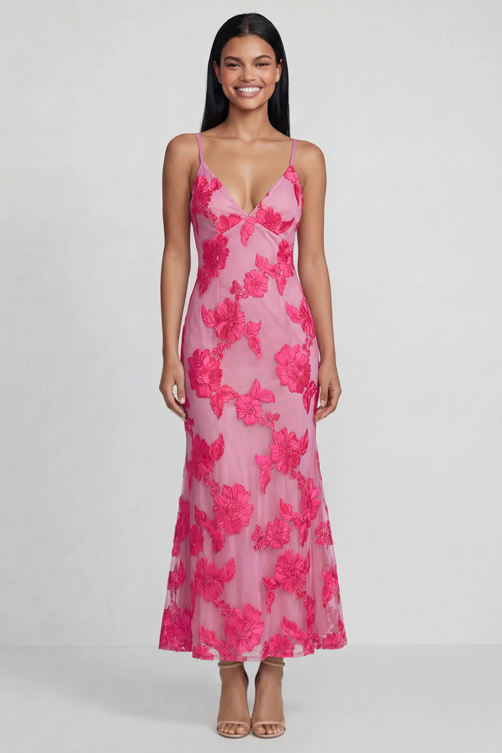 Sage Green Mermaid Floral Wedding Guest Dress with Lace up Back