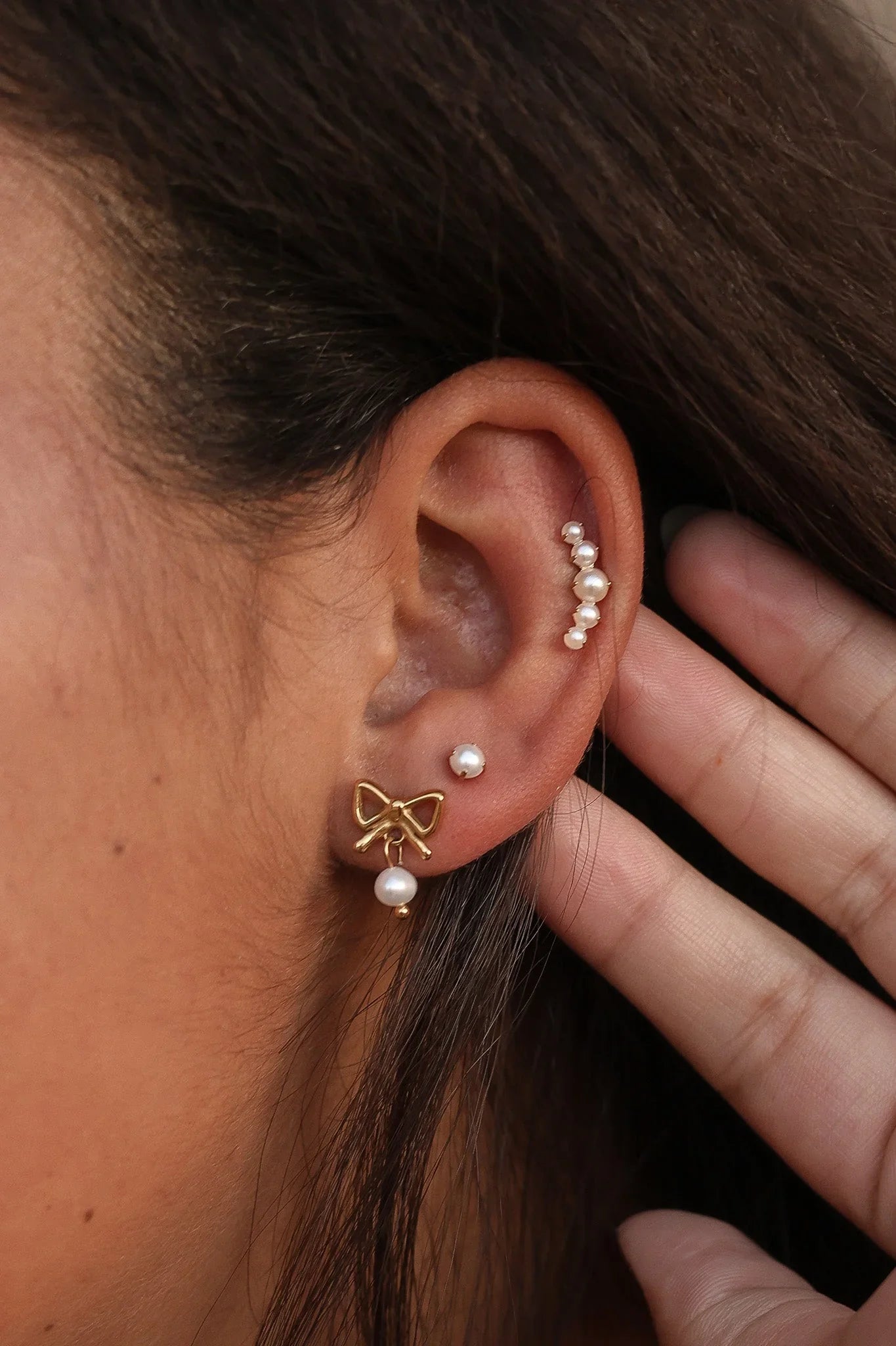 Jane Bow Pearl Drop Earring