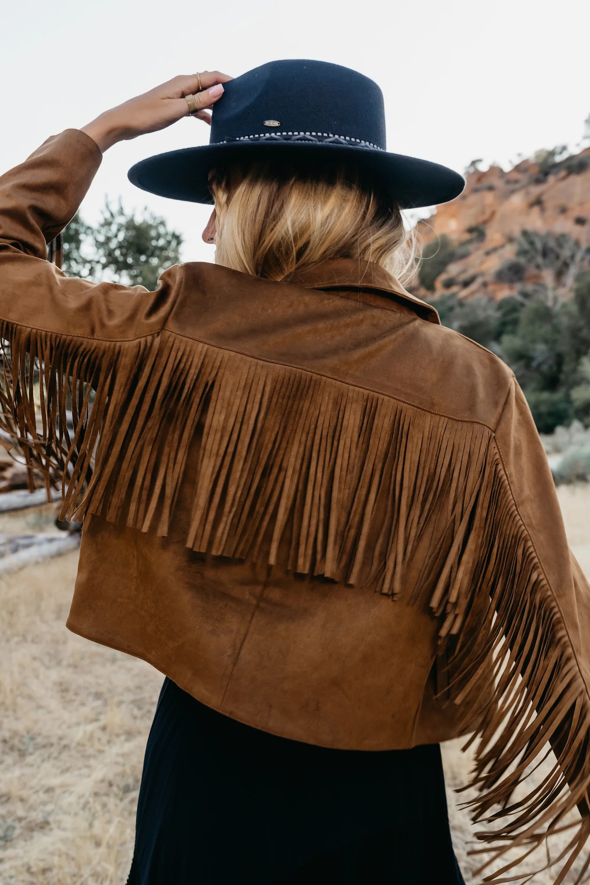 Bridget Fringe Jacket in Cognac