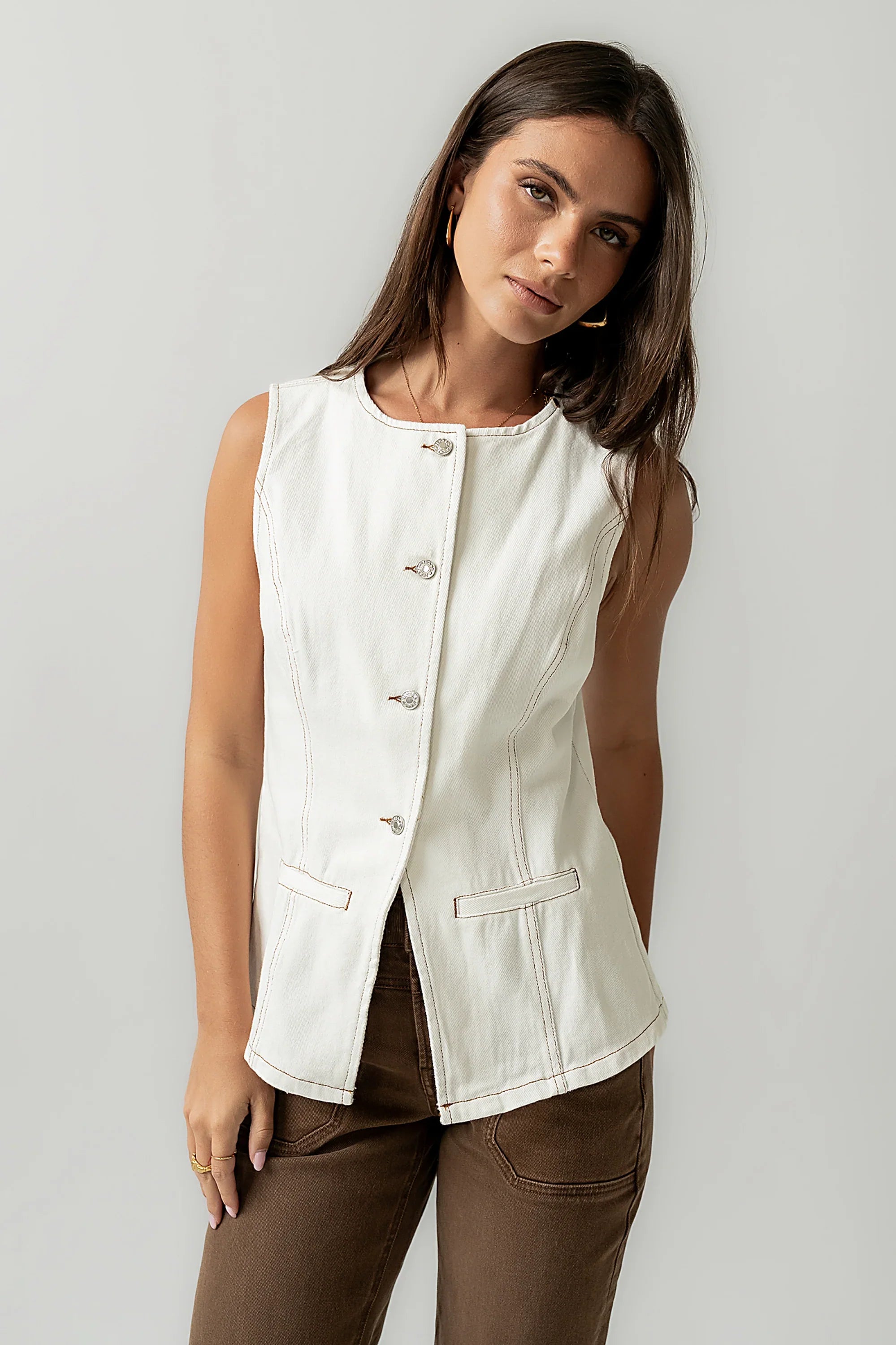 Hudson Denim Vest in White FINAL SALE
