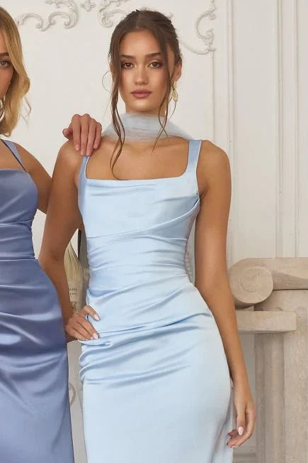 Toby Maxi Satin Dress with Lace Up Back Scarf