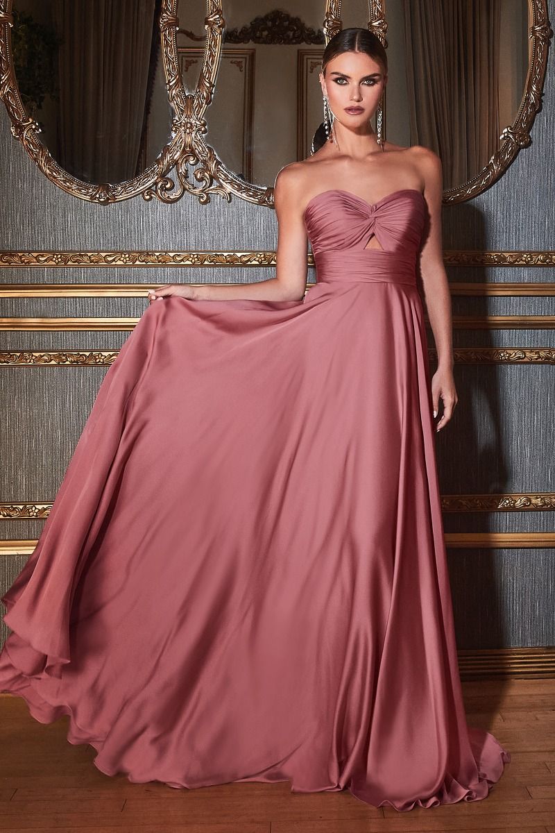 Madigan Gown STRAPLESS A LINE SOFT SATIN KEYHOLE DRESS
