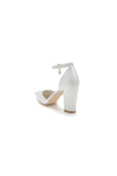 Simple Satin Pointed Toe Ankle Strap Chunky Heel