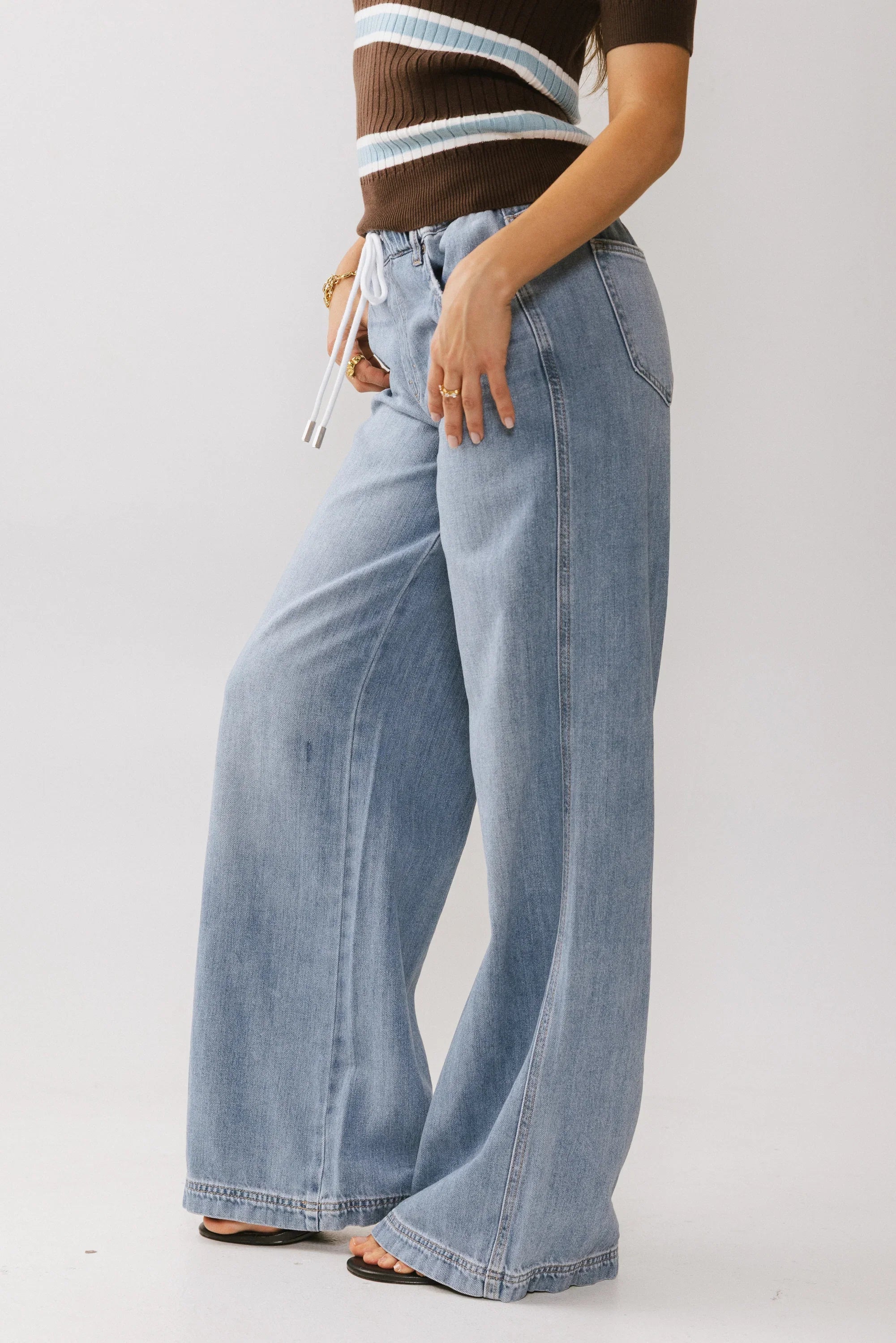 Eva Drawstring Wide Leg Jeans FINAL SALE