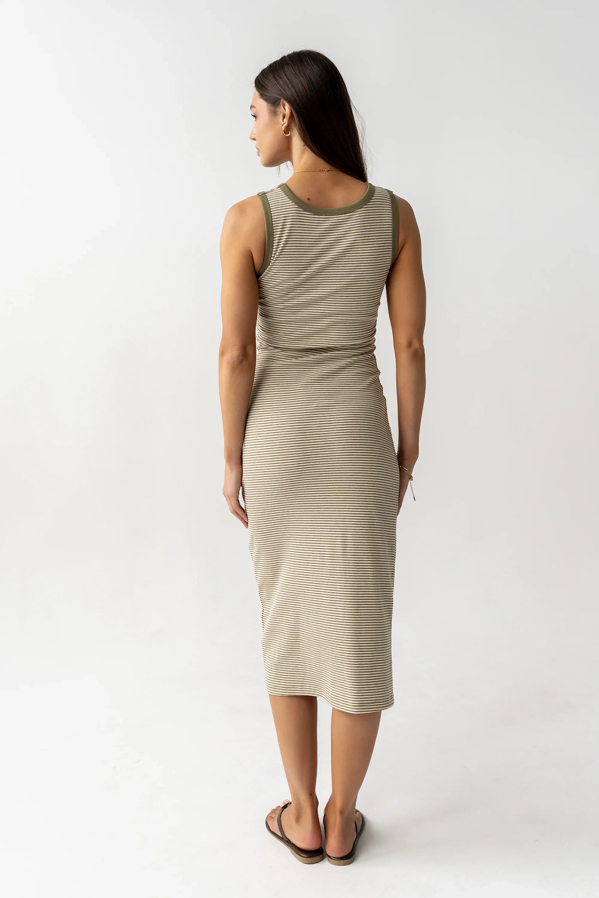 Kamber Striped Midi Tank Dress in Green