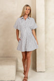 Erica Button Front Mini Dress in White FINAL SALE