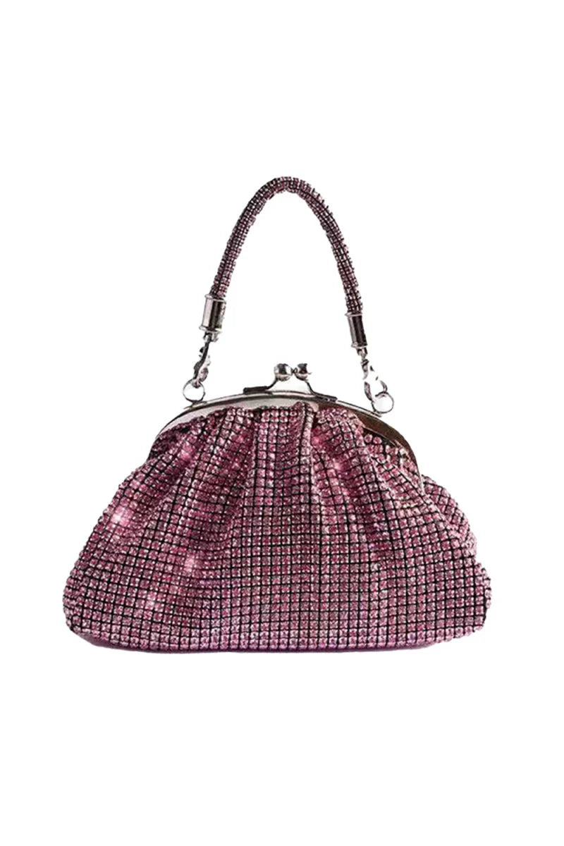 Womens All Over Rhinestones Evening Clutch Bags with Straps