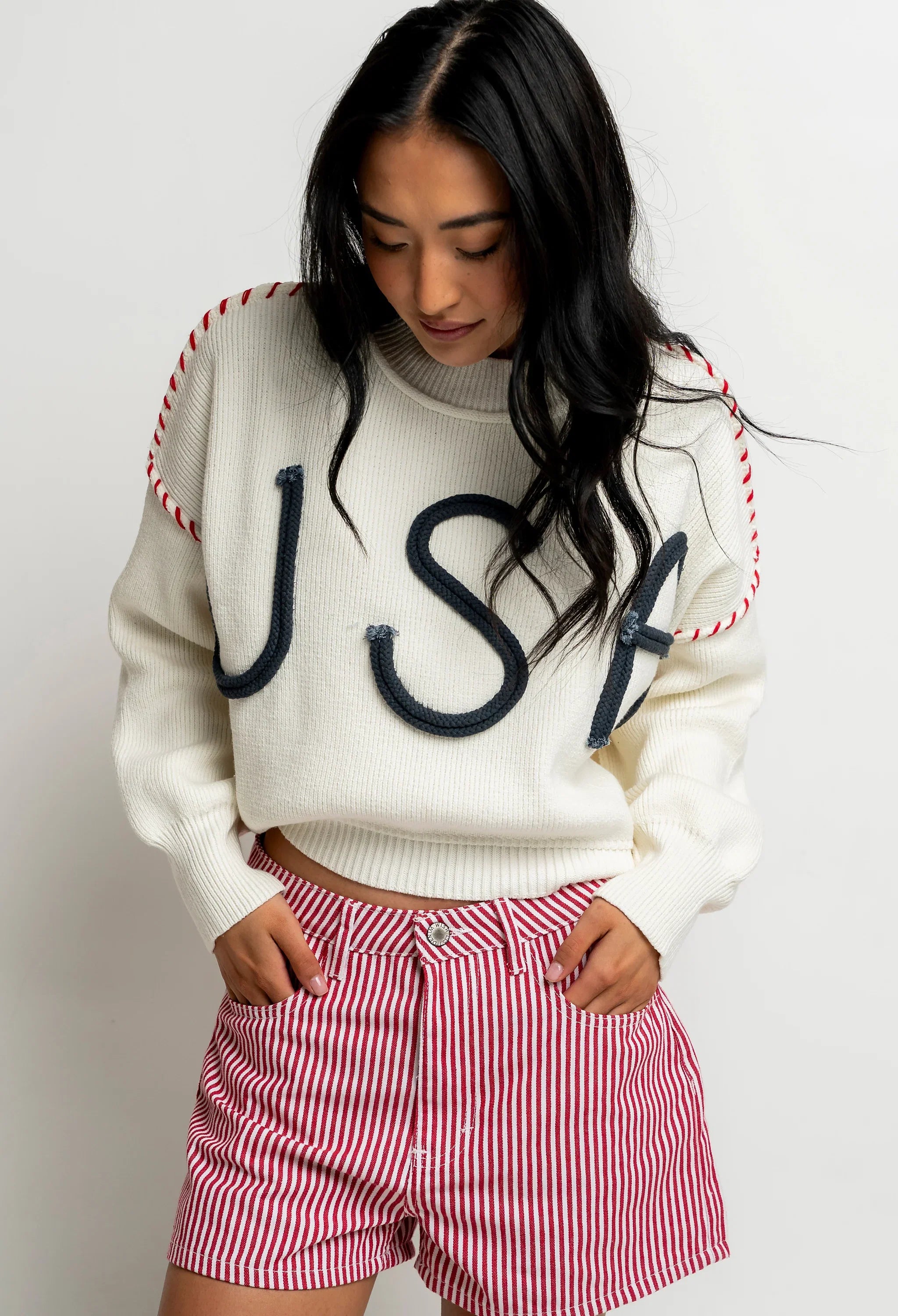 USA Oversized Sweater in Off White FINAL SALE