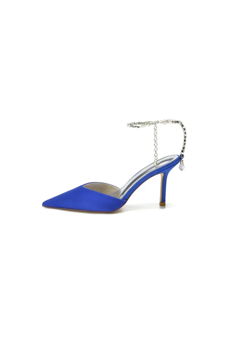 Cocktail Pointed Toe Crystal Strap High Heels
