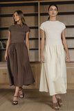 Lorie Mixed Media Maxi Dress in Natural